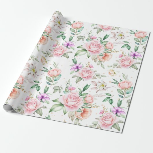 Papier Cadeau Beau motif floral (Déroulé)