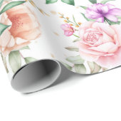 Papier Cadeau Beau motif floral (Coin rond)