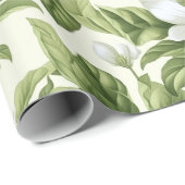 Papier Cadeau Beau motif floral classique (Coin rond)