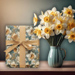 Papier Cadeau Beau motif floral de jonquilles baroques de printe<br><div class="desc">Magnifique motif floral sans couture de jonquilles de style baroque pour toutes vos occasions sur le thème du printemps.</div>