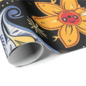 Papier Cadeau Beau Motif Paisley noir coloré (Coin rond)