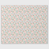Papier Cadeau Beau motif rose avec pois bleu (Plat)