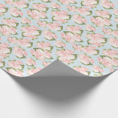 Papier Cadeau Beau motif rose avec pois bleu (Coin)