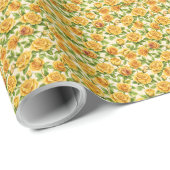 Papier Cadeau Beau Motif sans couture des Roses Jaunes (Coin rond)