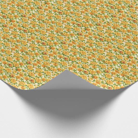 Papier Cadeau Beau Motif sans couture des Roses Jaunes (Coin)
