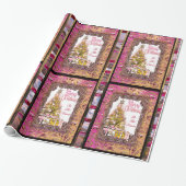 Papier Cadeau Beau Noël annuel fête rose (Déroulé)