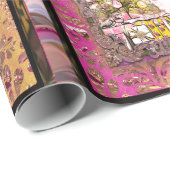 Papier Cadeau Beau Noël annuel fête rose (Coin rond)