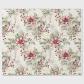 Papier Cadeau Beau Noël cosy Tartan Floral (Plat)
