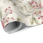 Papier Cadeau Beau Noël cosy Tartan Floral (Coin rond)