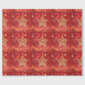 Papier Cadeau Beau, Noël, Étoile d'or, Étincelles (Plat)