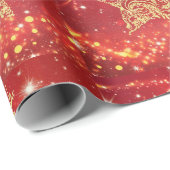 Papier Cadeau Beau, Noël, Étoile d'or, Étincelles (Coin rond)