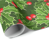 Papier Cadeau Beau Noël Holly (Coin rond)