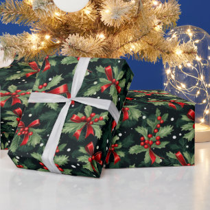 Papier Cadeau Beau Noël Holly