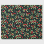Papier Cadeau Beau Noël Holly (Plat)