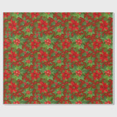Papier Cadeau Beau Noël Holly Green Red Wrapping Papier (Plat)