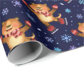 Papier Cadeau Beau Noël/Nouvel An Papier d'enveloppement de tigr (Coin rond)