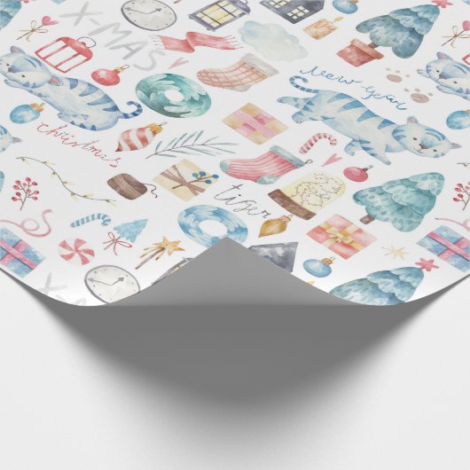 Papier Cadeau Beau Noël/Nouvel An Papier d'enveloppement de tigr (Coin)