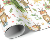 Papier Cadeau Beau Noël/Nouvel An Papier d'enveloppement de tigr (Coin rond)