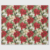 Papier Cadeau Beau Noël Poinsettia (Plat)