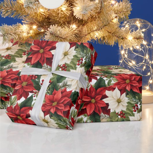 Papier Cadeau Beau Noël Poinsettia (Vacances)
