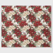 Papier Cadeau Beau Noël Poinsettia (Plat)