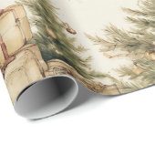 Papier Cadeau Beau Noël Vintage (Coin rond)