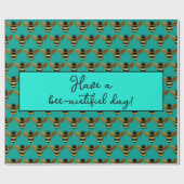 PAPIER CADEAU BEAU NOIR BOUMBLEBEE BEE TEXTE AQUA VERT (Plat)