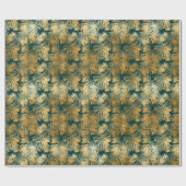 Papier Cadeau Beau or et Turquoise Feuilles tropicaux (Plat)