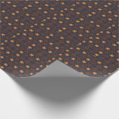 Papier Cadeau Beau or Flower Stars Bleu noir (Coin)