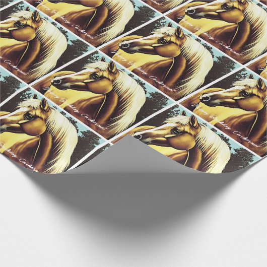 Papier Cadeau Beau Palomino Horse Anniversaire (Coin)