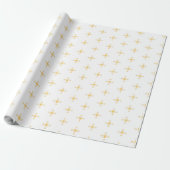 Papier Cadeau Beau papier d'emballage fleuri jaune (Déroulé)