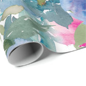 Papier Cadeau Beau papier d'enveloppement de fleurs d'aquarelle (Coin rond)