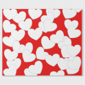 Papier Cadeau Beau Papier Rouge Enveloppé Avec Gros Coeurs Blanc (Plat)