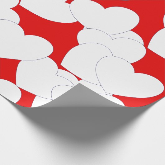 Papier Cadeau Beau Papier Rouge Enveloppé Avec Gros Coeurs Blanc (Coin)