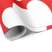 Papier Cadeau Beau Papier Rouge Enveloppé Avec Gros Coeurs Blanc (Coin rond)