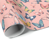 Papier Cadeau Beau Papillon coloré imprimé (Coin rond)