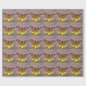 Papier Cadeau Beau papillon sur Fleur Jaune (Plat)