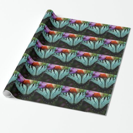 Papier Cadeau Beau papillon Turquoise Swallowtail (Déroulé)