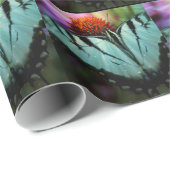 Papier Cadeau Beau papillon Turquoise Swallowtail (Coin rond)
