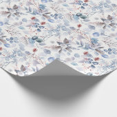 Papier Cadeau Beau Pastel Blue hiver Floral (Coin)