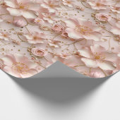Papier Cadeau Beau Pastel Rose Doux Floral (Coin)