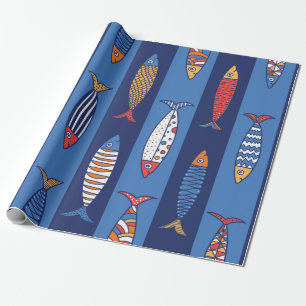 Papier Cadeau Beau poisson. Enfants arrière - plans. Motif tran