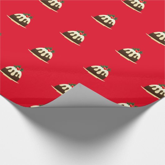 Papier Cadeau Beau Pudding Rouge de Noël (Coin)
