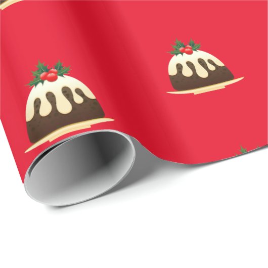 Papier Cadeau Beau Pudding Rouge de Noël (Coin rond)