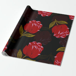 Papier Cadeau Beau Rouge translucide rose motif de broderie