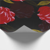 Papier Cadeau Beau Rouge translucide rose motif de broderie (Coin)