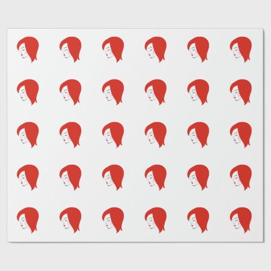 Papier Cadeau Beau roux utilisant un rouge à lèvres rouge (Plat)