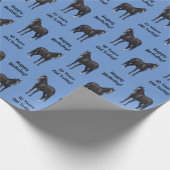 Papier Cadeau Beau Stallion Cheval du Quartier Noir (Coin)