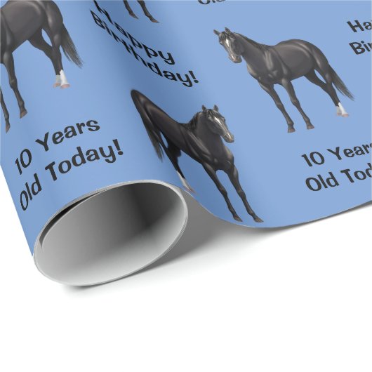 Papier Cadeau Beau Stallion Cheval du Quartier Noir (Coin rond)