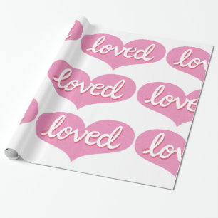 Papier Cadeau BEAUCOUP AIMÉ- Adoré - Coeurs d'amour rose